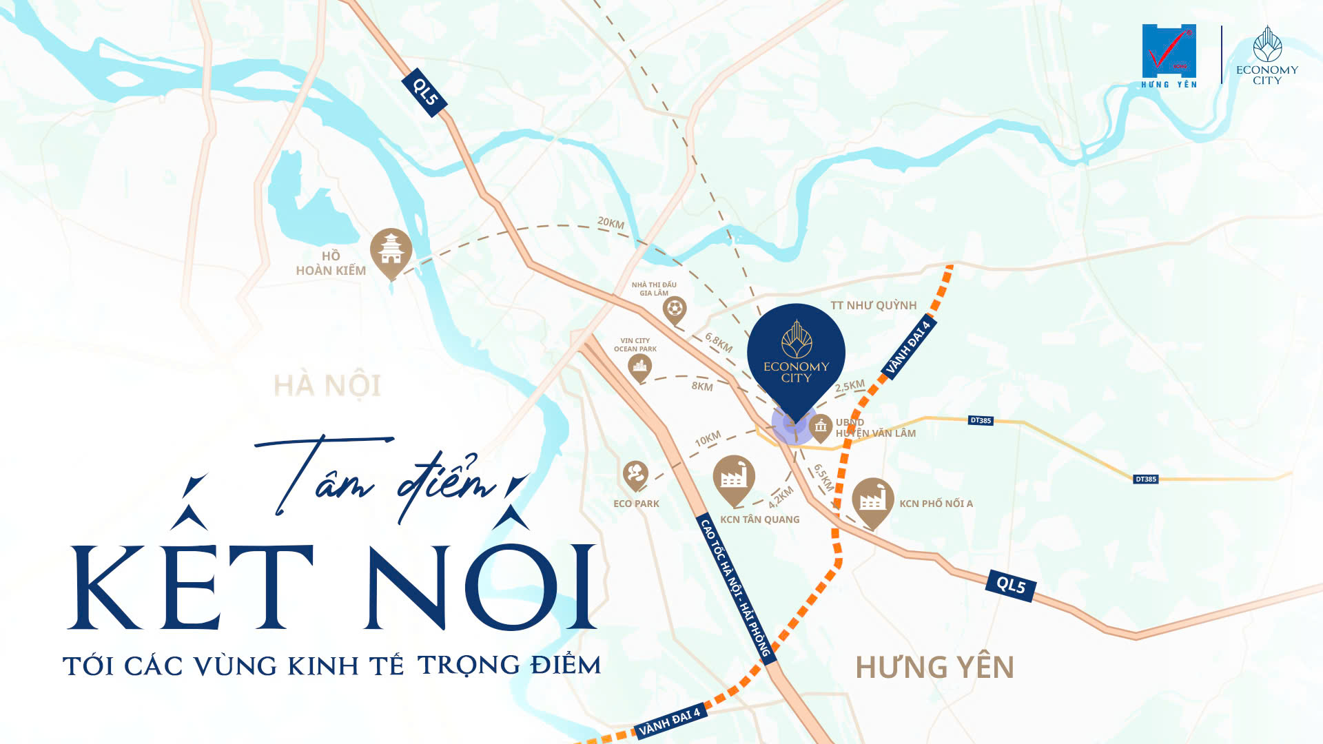 Vị trí chiến lược Economy City Văn Lâm - Kết nối giao thông thuận tiện với các trục đường lớn